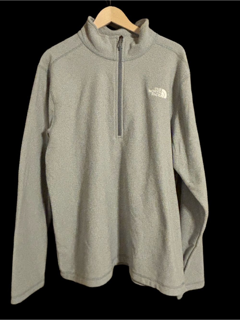 The North Face Men's Light Gray Cotton Knit Half-Zip Fleece Pullover Size XL